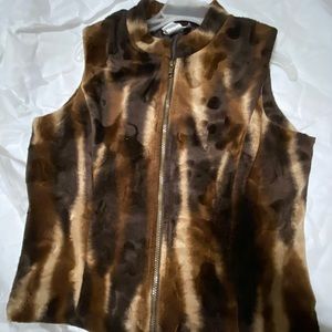 Multicolored Brown 100% Polyester Vest